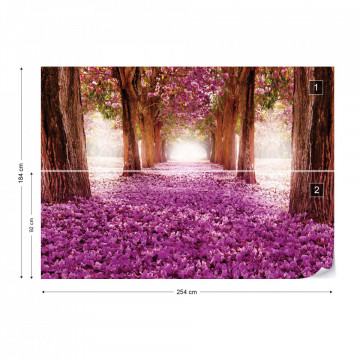 Pink Trees Path Photo Wallpaper Wall Mural - Img 5