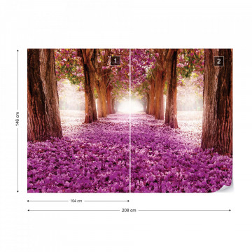 Pink Trees Path Photo Wallpaper Wall Mural - Img 15