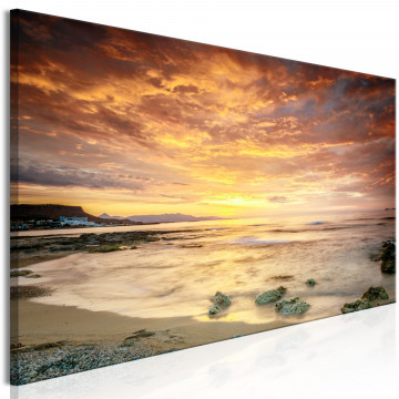 Tablou - Beach in Crete (1 Part) Narrow Orange - Img 1