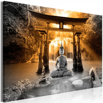 Tablou - Buddha Smile (1 Part) Wide Orange - Img 1