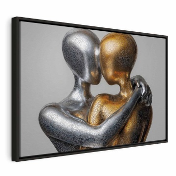 Tablou - Couple in an embrace, composition in gold and silver - Img 2