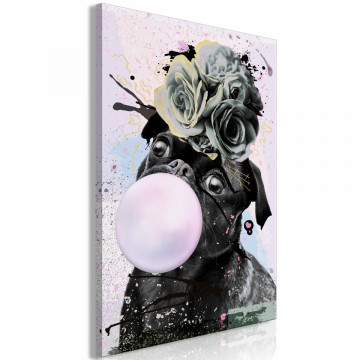 Tablou - Pug With Bubble Gum (1 Part) Vertical - Img 1