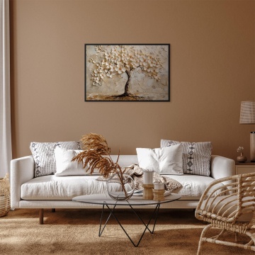 Tablou - Tree and flowers in beige, painterly impression - Img 7
