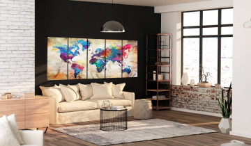 Tablou - World Map: Colourful Ink Blots - Img 2