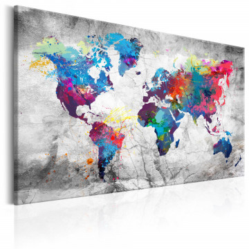 Tablou - World Map: Grey Style - Img 1