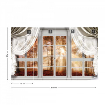 3D Door View Autumn Forest Photo Wallpaper Wall Mural - Img 13
