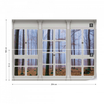 3D Door View Misty Forest Photo Wallpaper Wall Mural - Img 5
