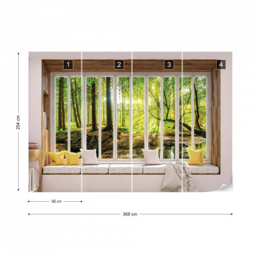 3D Window View Forest Photo Wallpaper Wall Mural - Img 7