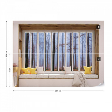 3D Window View Misty Forest Photo Wallpaper Wall Mural - Img 5