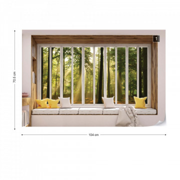 3D Window View Sunlight Forest Photo Wallpaper Wall Mural - Img 1