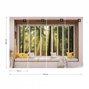 3D Window View Sunlight Forest Photo Wallpaper Wall Mural - Img 14