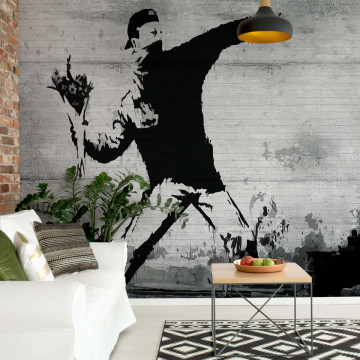 Banksy Graffiti Concrete Photo Wallpaper Wall Mural - Img 14