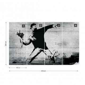 Banksy Graffiti Concrete Photo Wallpaper Wall Mural - Img 4