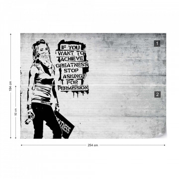 Banksy Graffiti Concrete Texture Photo Wallpaper Wall Mural - Img 5