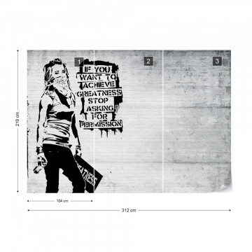 Banksy Graffiti Concrete Texture Photo Wallpaper Wall Mural - Img 12
