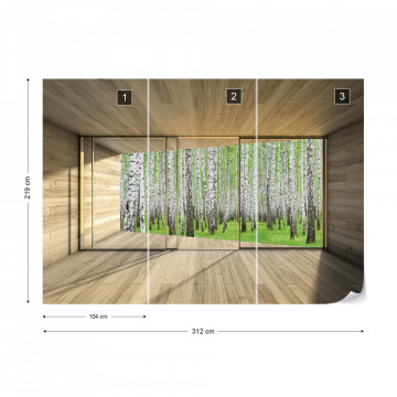 Birch Forest 3D Modern Window View Photo Wallpaper Wall Mural - Img 12
