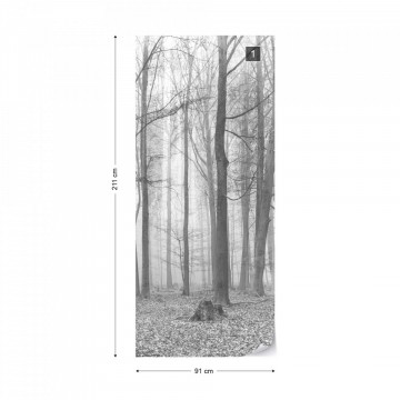 Black And White Misty Forest Photo Wallpaper Wall Mural - Img 14
