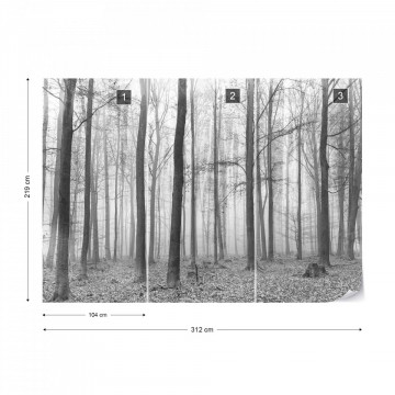 Black And White Misty Forest Photo Wallpaper Wall Mural - Img 16
