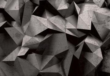 Fototapet - 3D Polygon Concrete - gri inchis - Img 3