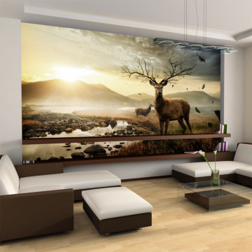 Fototapet - Deers by mountain stream - Img 1