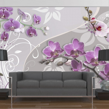 Fototapet - Flight of purple orchids - Img 1
