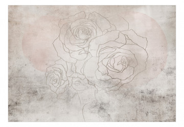 Fototapet - Fresc Decorativ - Perete Artistic cu Desen de Flori - Img 2