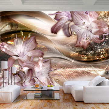 Fototapet - Lilies on the Wave (Brown) - Img 1