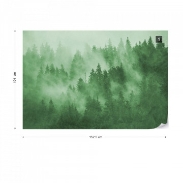 Fototapet - Pădure de Brazi în Ceață – Verde - Img 13