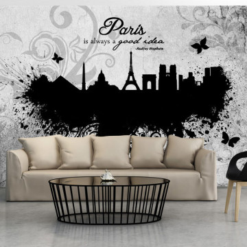 Fototapet - Paris is always a good idea - black and white - Img 1