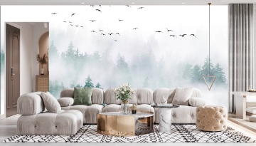 Fototapet Personalizat Păsări în Ceață – Atmosferă Calmă și Design Elegant - Img 4