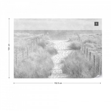 Fototapet - Potecă spre Mare – Efect Vintage Alb-Negru - Img 13