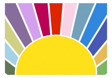 Fototapet - Soare Colorat - Raze în Culori Curcubeu și Viu Colorate - Img 2