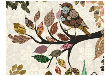 Fototapet - Tree branch with bird (patchwork) - Img 2