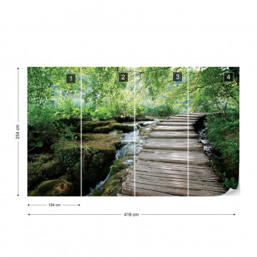Green Forest Waterfall Pathway Photo Wallpaper Wall Mural - Img 4