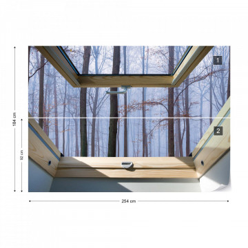Misty Forest 3D Skylight Window View Photo Wallpaper Wall Mural - Img 5