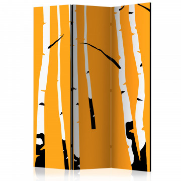 Paravan - Birches on the orange background [Room Dividers] - Img 1