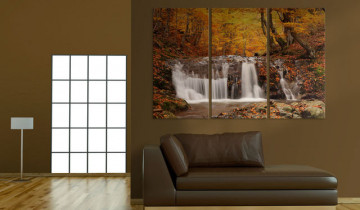 Tablou - A waterfall in the middle of fall trees - Img 4