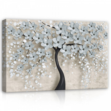 Tablou canvas - Copacul pictat cu flori gri - Img 3