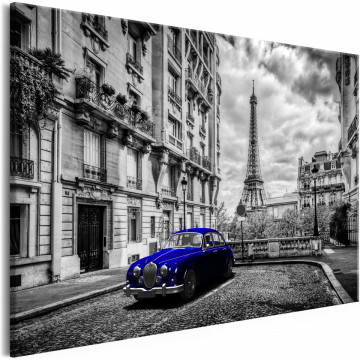 Tablou - Car in Paris (1 Part) Blue Wide - Img 1