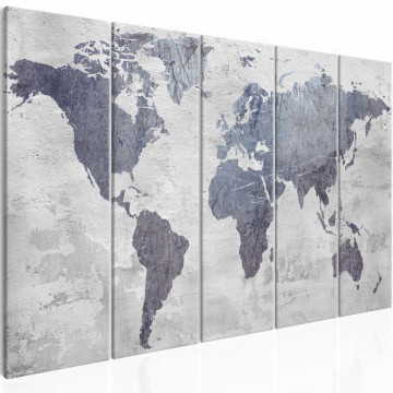 Tablou - Concrete World Map (5 Parts) Narrow - Img 1