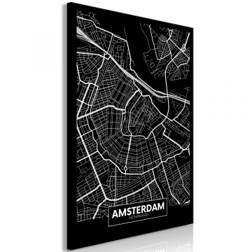 Tablou - Dark Map of Amsterdam (1 Part) Vertical - Img 1