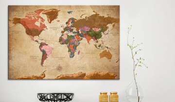 Tablou din plută - World Map: Brown Elegance [Cork Map] - Img 2