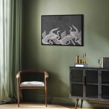 Tablou - Flutter of wings - white herons on dark grey textured background - Img 7