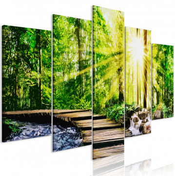 Tablou - Forest Footbridge (5 Parts) Wide - Img 1