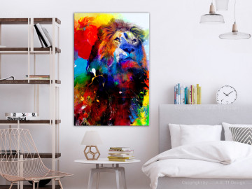 Tablou - Lion and Watercolours (1 Part) Vertical - Img 2