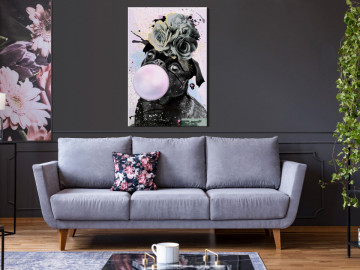 Tablou - Pug With Bubble Gum (1 Part) Vertical - Img 2