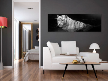 Tablou - Shining Tiger (1 Part) Black and White Narrow - Img 2