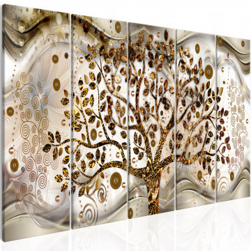 Tablou - Tree and Waves (5 Parts) Brown - Img 1