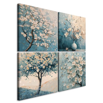 Tablou - Trees and cherry blossoms in blue tones - Img 1