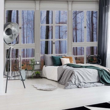 3D Door View Misty Forest Photo Wallpaper Wall Mural - Img 2